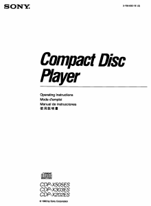 Mode d’emploi Sony CDP-X202ES Lecteur CD
