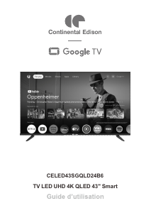 Mode d’emploi Continental Edison CELED43SGQLD24B6 Téléviseur LED