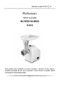 Návod Rohnson R-5412 Mlynček na mäso