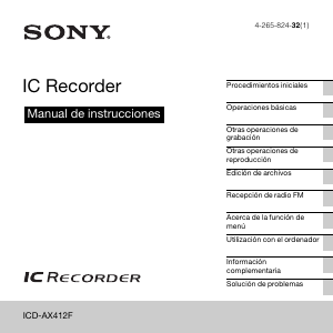 Manual de uso Sony ICD-AX412F Grabadora de voz