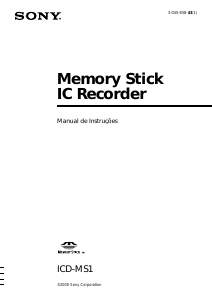 Manual Sony ICD-MS1 Gravador de voz