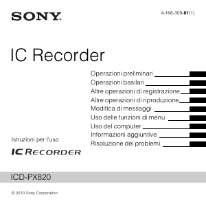 Manuale Sony ICD-PX820 Registratore vocale