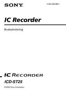 Bruksanvisning Sony ICD-ST25 Diktafon