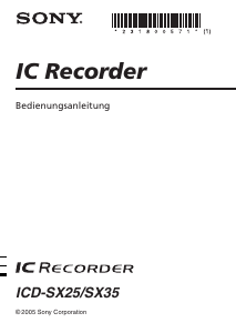 Bedienungsanleitung Sony ICD-SX35 Diktiergerät