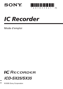 Mode d’emploi Sony ICD-SX35 Enregistreur numérique