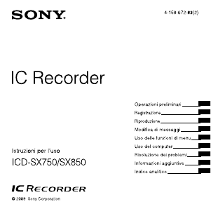Manuale Sony ICD-SX750 Registratore vocale