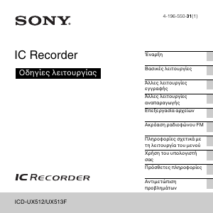 Εγχειρίδιο Sony ICD-UX512 Φορητοί εγγραφέας