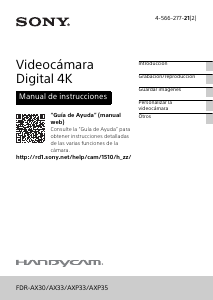 Manual de uso Sony FDR-AX33 Videocámara