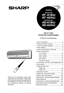 Manual Sharp AE-A184J Air Conditioner