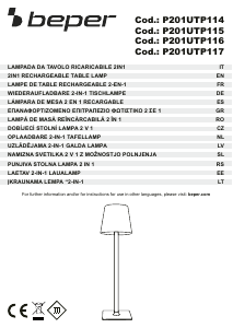 Mode d’emploi Beper P201UTP116 Lampe