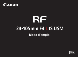 Mode d’emploi Canon RF 24-105mm F4 L IS USM Objectif