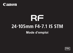 Mode d’emploi Canon RF 24-105mm F4-7.1 IS STM Objectif