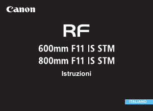 Manuale Canon RF 800mm F11 IS STM Obiettivo