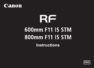 Handleiding Canon RF 800mm F11 IS STM Objectief