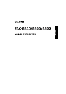 Mode d’emploi Canon FAX-B840 Télécopieur