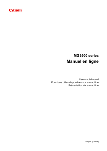 Mode d’emploi Canon Pixma MG3550 Imprimante multifonction