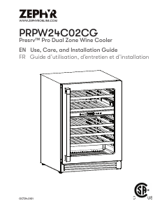 Handleiding Zephyr PRPW24C02CG Wijnklimaatkast