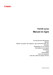 Mode d’emploi Canon Pixma TS3150 Imprimante multifonction