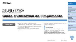 Mode d’emploi Canon Selphy CP1000 Imprimante photo