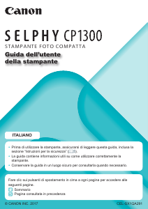 Manuale Canon Selphy CP1300 Stampante