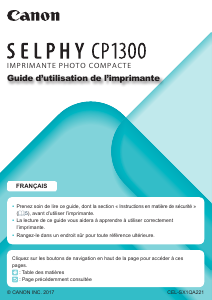 Mode d’emploi Canon Selphy CP1300 Imprimante
