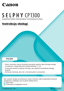 Instrukcja Canon Selphy CP1300 Drukarka