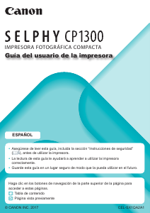 Manual de uso Canon Selphy CP1300 Impresora