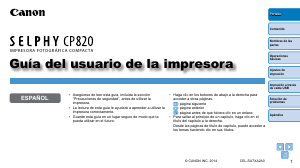 Manual de uso Canon Selphy CP820 Impresora