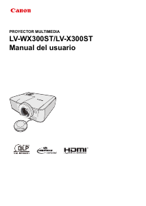 Manual de uso Canon LV-WX300ST Proyector