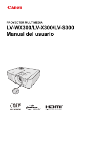 Manual de uso Canon LV-X300 Proyector