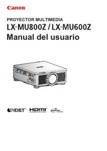 Manual de uso Canon LX-MU800Z Proyector