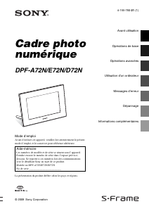 Mode d’emploi Sony DPF-A72N Cadre photo numérique