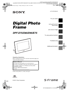 Manual Sony DPF-D85 Digital Photo Frame