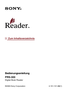 Bedienungsanleitung Sony PRS-300 E-reader