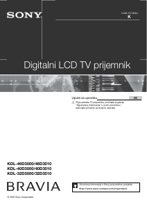 Priručnik Sony Bravia KDL-40D3010 LCD televizor