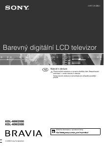 Manuál Sony Bravia KDL-46W2000 LCD televize