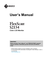 Handleiding Eizo FlexScan S2134 LCD monitor