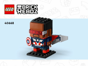 Handleiding Lego set 40668 Brickheadz Captain America en Rode Hulk figuren