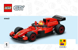 Handleiding Lego set 60443 City F1 pitstop en pitcrew met Ferrari auto