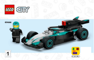 Handleiding Lego set 60444 City F1 garage met Mercedes-AMG en Alpine autos