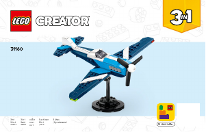 Handleiding Lego set 31160 Creator Luchtvaart: racevliegtuig