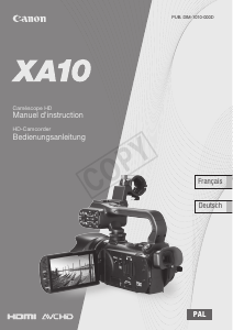 Mode d’emploi Canon XA10 Caméscope
