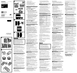 Руководство Sony SEL2470GM Объектив