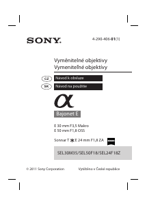 Manuál Sony SEL50F18 Objektiv