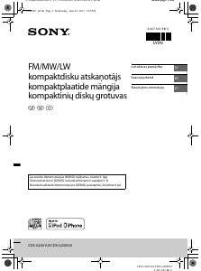 Rokasgrāmata Sony CDX-G2001UI Automašīnas radio iekārta