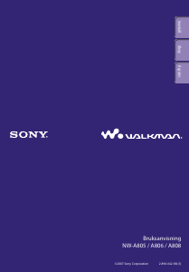 Bruksanvisning Sony NW-A805 Walkman Mp3 spelare