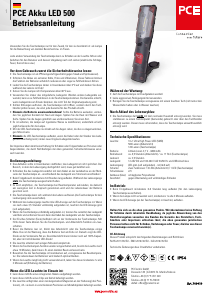 Instrukcja PCE LED 500 Latarka
