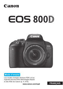 Mode d’emploi Canon EOS 800D Appareil photo numérique