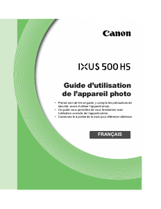 Mode d’emploi Canon IXUS 500 HS Appareil photo numérique