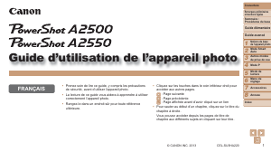 Mode d’emploi Canon PowerShot A2500 Appareil photo numérique